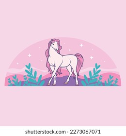 Beautiful Horse feminime illustration cartoon