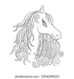 Beautiful horse with a gorgeous mane. Vector illustration