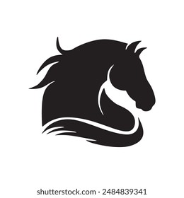 Beautiful Horse Heads Vector Silhouette Illustration