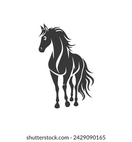 Beautiful horse icon design, black silhouette on a white background