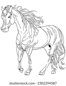 Beautiful Horse Line Art Coloring Page For Horse Coloring Book