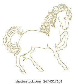 Hermosa Ilustración vectorial de dibujo de línea de caballo