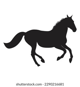The beautiful horse is playing on the field. silhouettes illustration.