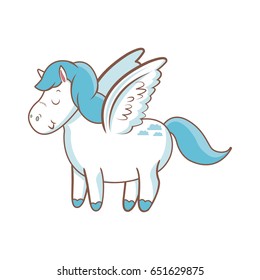 beautiful horse pony wings foal toy vector illustration