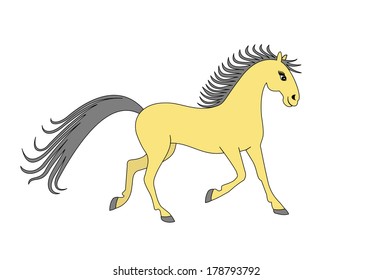beautiful horse runs trot