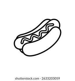 A beautiful hot dog line drawing art coloring page