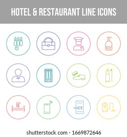 Beautiful Hotel & Restaurant vector icon set