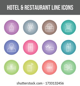 Beautiful Hotel & Restaurant vector icon set