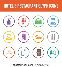 Beautiful Hotel & Restaurant vector icon set
