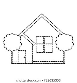beautiful house building with trees