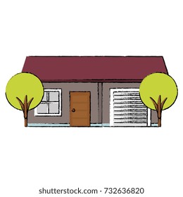 beautiful house building with trees