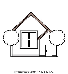 beautiful house building with trees