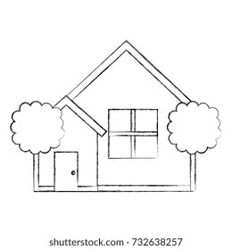 beautiful house building with trees