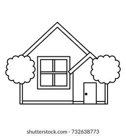 beautiful house building with trees