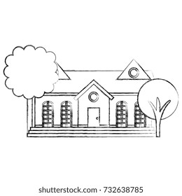 beautiful house building with trees