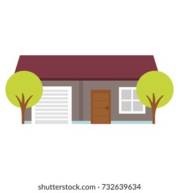 beautiful house building with trees