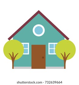 beautiful house building with trees