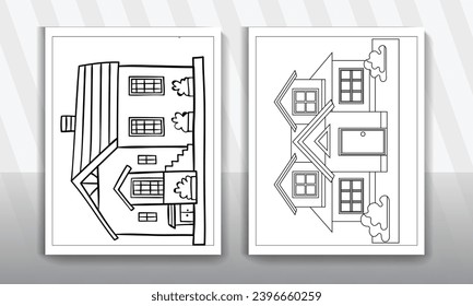 Beautiful house coloring page for kids