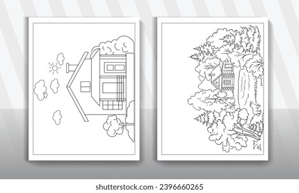 Beautiful house coloring page for kids
