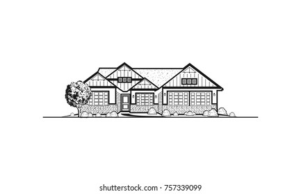 Beautiful House Drawing Vector 库存矢量图（免版税）757339099 | Shutterstock