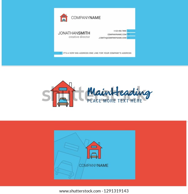 Beautiful House garage  Logo and business card.\
vertical Design\
Vector