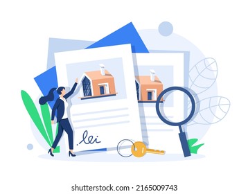 beautiful house with mortgage application form, loan form. agreement for a house in a real estate agent concept
