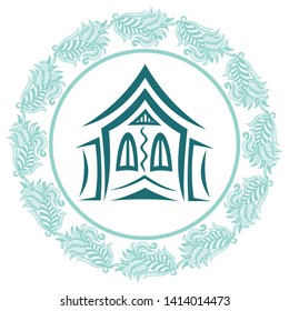 Beautiful house and nature pattern background. Vector illustration