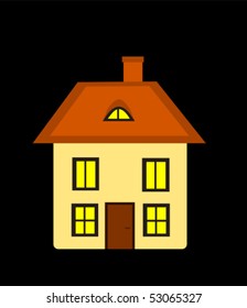 Beautiful house at night vector illustration