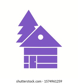 Beautiful House In Trees Glyph Vector Icon