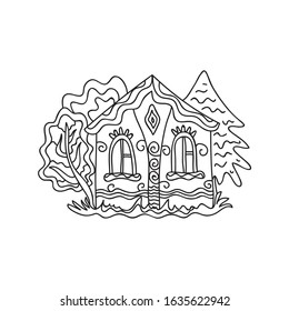 Beautiful house and trees. Vector illustration