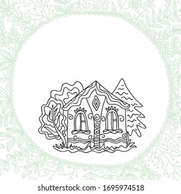 Beautiful house and trees. Vector illustration
