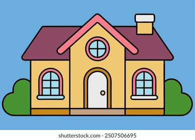 A beautiful house vector art in white background illustration.