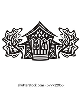 Beautiful house. Vector illustration.