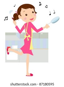  Beautiful housewife cooking