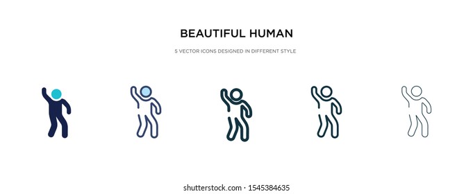 beautiful human icon in different style vector illustration. two colored and black beautiful human vector icons designed in filled, outline, line and stroke style can be used for web, mobile, ui
