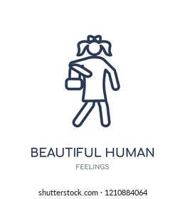 beautiful human icon. beautiful human linear symbol design from Feelings collection. Simple outline element vector illustration on white background.