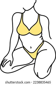 Beautiful human woman body drawing line art vector