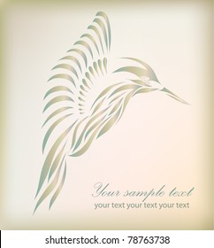 Beautiful hummingbird isolated on retro background with your text (vector version eps 10). Great for signs, web, symbol, icon, tattoo, label, logo, emblem.