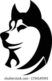 beautiful husky dog face vector art in black and white