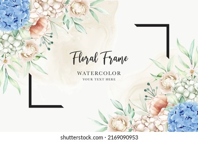 beautiful hydrangea floral background and frame design