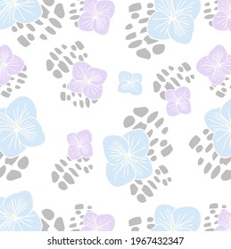 Beautiful hydrangea petals. Hydrangea petals white background