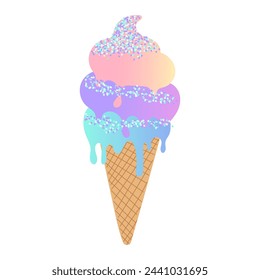 beautiful ice cream cone drawing vector