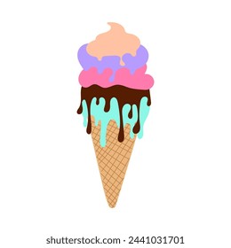 beautiful ice cream cone drawing vector