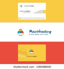 Beautiful Ice cream Logo and business card. vertical Design Vector