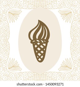 Beautiful ice cream and pattern background. Vector illustration