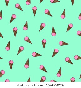 the beautiful ice cream seamless design with background for fabrics, factories and creative media