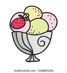 Beautiful ice cream with strawberry. Vector illustration