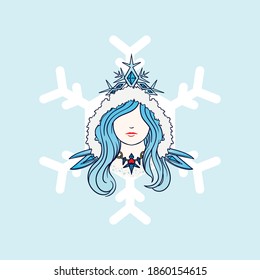 Beautiful ice queen mythical creature vector illustration