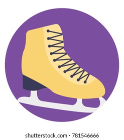 Beautiful ice skating shoes flat vector icon