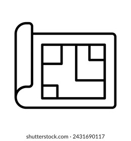 Hermoso icono del plan arquitectónico, icono de moda del plano de la casa